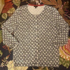 Talbots Nautical Printed 3/4 Sleeve Cardigan - NWOT